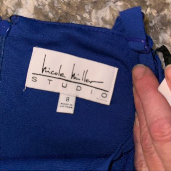 Nichole Miller fully lined , spaghetti strap crepe belted jumpsuit NWT size 8 - Picture 8 of 9